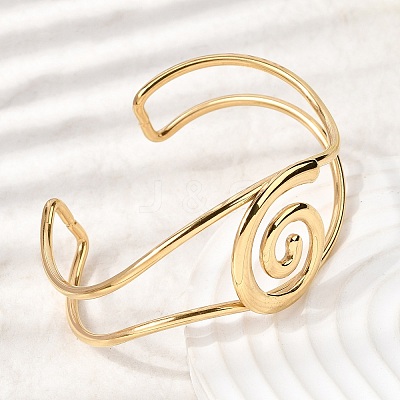 304 Stainless Steel Cuff Bangles for Women BJEW-P387-03G-1