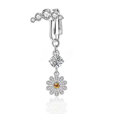 Brass Pave Clear Cubic Zirconia Clip on Belly Rings FS-WG683DA-04-1