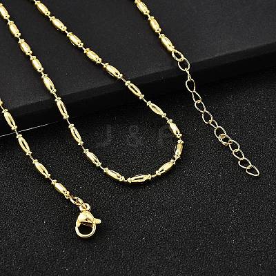 2MM Brass Column Link Chain Necklaces NJEW-M108-02G-1