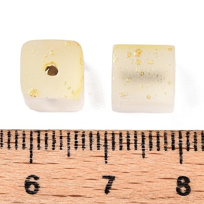 Frosted Glass Beads with Golden Glitter Powder DGLA-NH001-8mm-01A-1