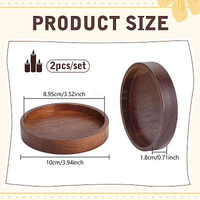 2Pcs Wood Candle Tray Candle Holders AJEW-NB0008-64-1