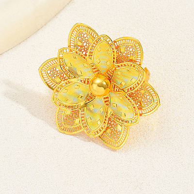 Exaggerated Iron Flower Open Cuff Ring for Festivals BB3093-1