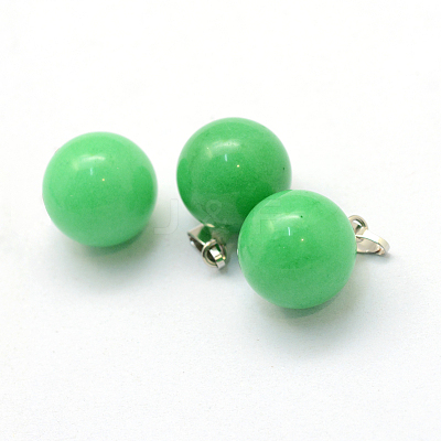 Round Dyed Natural Malaysia Jade Pendants G-Q434-04-1