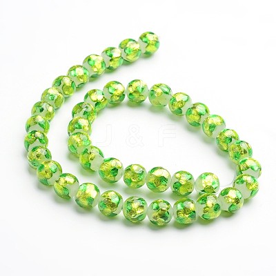Handmade Silver Foil Glass Round Beads FOIL-I008-02A-1