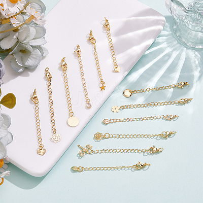 12Pcs 12 Styles Brass Chain Extender KK-ME0004-24-1