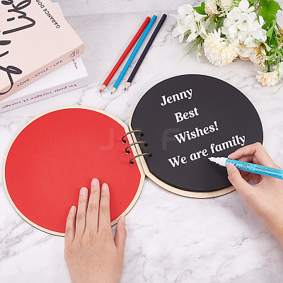 Round Wooden Cover Baby Scrapbook DIY Binder Photo Album DIY-WH0349-113B-1