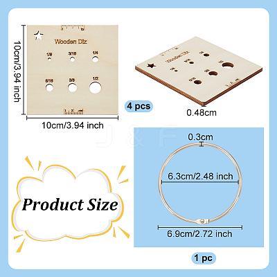 4pcs Wood Thread Winding Boards AJEW-OC0005-38-1