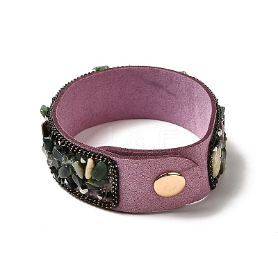 Faux Suede Snap Cord Bracelet BJEW-F428-06-1