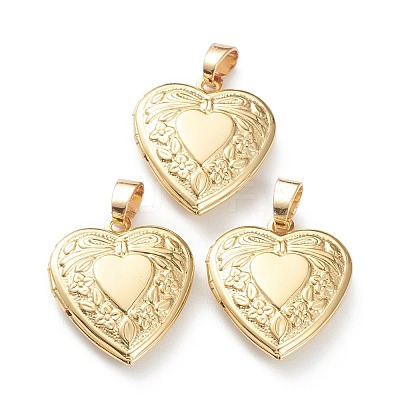 Brass Locket Pendants KK-P199-18G-1