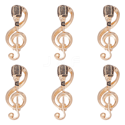 6Pcs Microphone Alloy Lapel Pins for Backpack Clothes JEWB-ME0001-15G-1