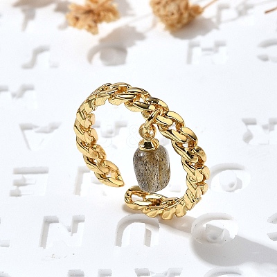 Brass Curb Chain Cuff Rings for Women RJEW-Z085-03G-06-1