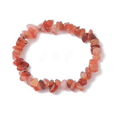 Natural Red Agate Chip Beads Stretch Bracelets for Women BJEW-JB10688-01-1
