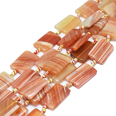 Natural Banded Agate/Striped Agate Beads Strands G-L544-044-1