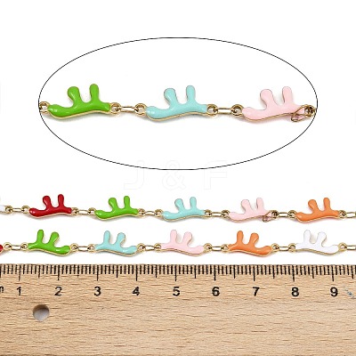 304 Stainless Steel Enamel Coral Link Chains CHS-F023-01H-G-1