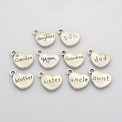 Family Theme Tibetan Style Alloy Charms TIBEP-X0066-AS-LF-1