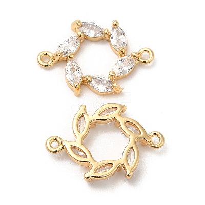 Brass Connector Charms with Clear Glass KK-B074-63G-1
