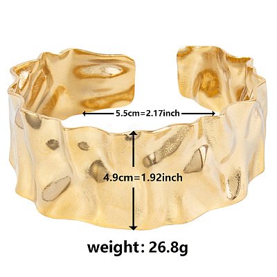 Stylish European and American Hammered 304 Stainless Steel Cuff Bangles for Women WA6345-2-1