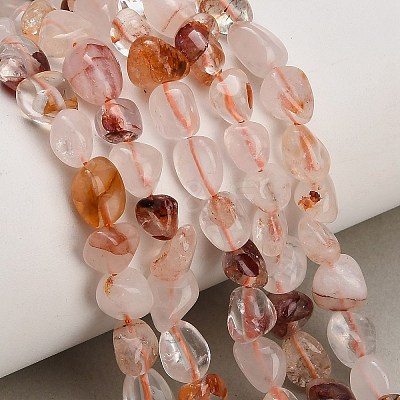 Natural Red Hematoid Quartz/Ferruginous Quartz Beads Strands GG-CBAC61B-B04-02-1