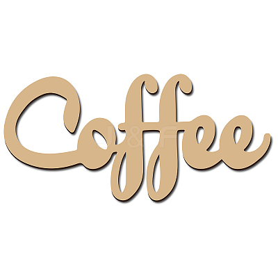 Word Coffee Laser Cut Unfinished Basswood Wall Decoration WOOD-WH0113-100-1