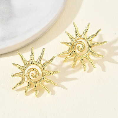 Sun Brass Stud Earrings for Women EJEW-A167-08G-1