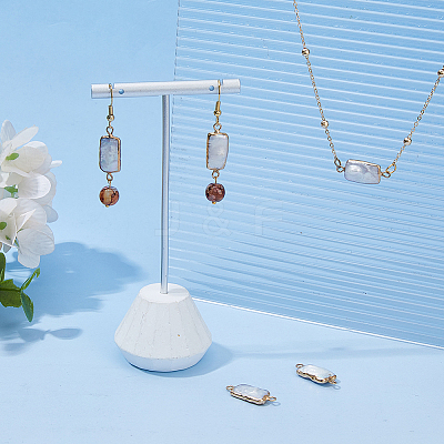 5Pcs Natural Freshwater Pearl Keshi Pearl Rectangle Links Connector Charms FIND-HS0002-63-1