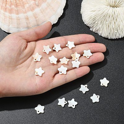 20Pcs Natural Freshwater Shell Star Charms SHEL-YW0001-14-1