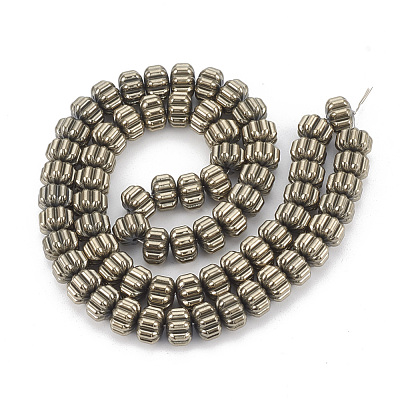 Electroplate Non-magnetic Synthetic Hematite Corrugated Beads Strands G-T061-108I-1