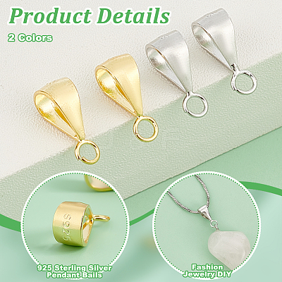 12Pcs 2 Colors Sterling Silver Tube Bails STER-PH0002-32-1