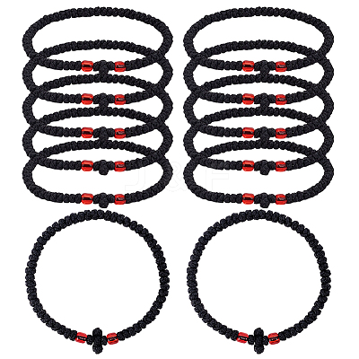 12Pcs Adjustable Polyester Braided Bead Bracelets for Men Women BJEW-HY0002-70A-1