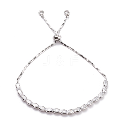 Cubic Zirconia Oval Tennis Bracelet for Men Women Gift BJEW-F417-05P-RS-1