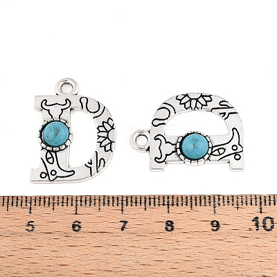 Synthetic Turquoise & Alloy Pendants PALLOY-H146-01AS-D-1
