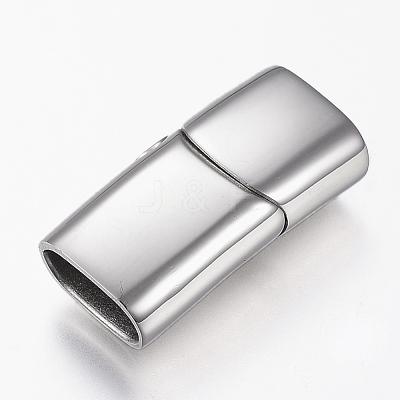 Tarnish Resistant 304 Stainless Steel Magnetic Clasps with Glue-in Ends STAS-G157-14P-14x8mm-1
