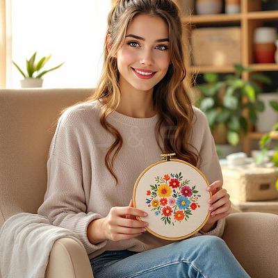 Plastic Imitation Bamboo Cross Stitch Embroidery Hoops TOOL-TADJ0001-03E-1