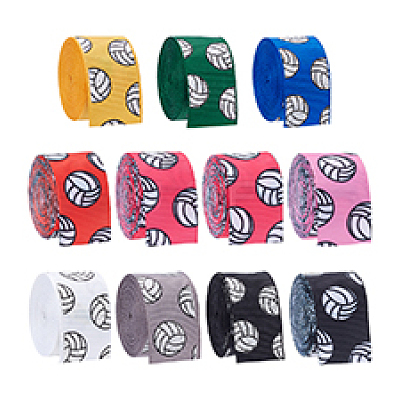 11 Colors Volleyball Pattern Polyester Grosgrain Ribbon AJEW-PH0005-85-1