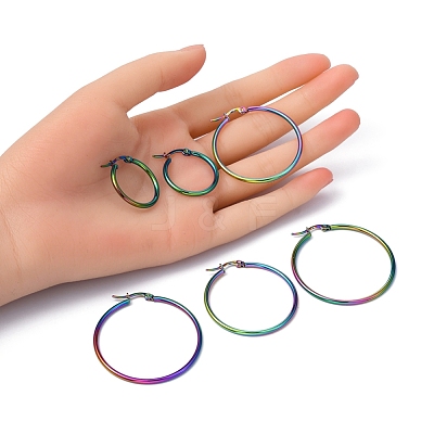 3 Pairs 3 Size 304 Stainless Steel Huggie Hoop Earrings EJEW-FS0001-03-1