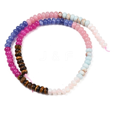 Natural Tiger Eye & Dyed White Jade & Whit Shell & Synthetic Shoushan Stone Beads Strands G-Z135-C08-1