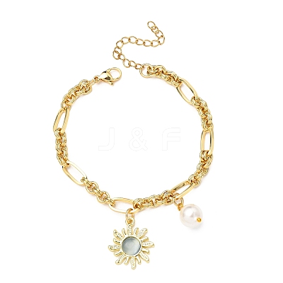Cat Eye Charm Bracelets BJEW-JB12420-01-1