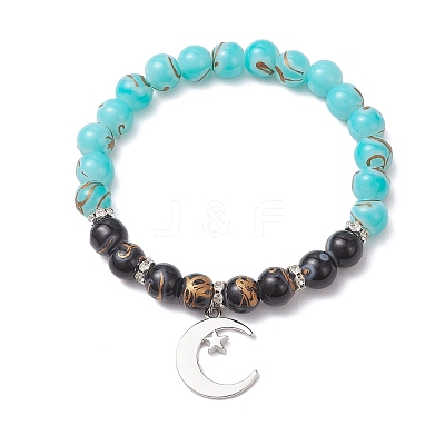 Round Glass Beaded Stretch Bracelets BJEW-JB12647-1