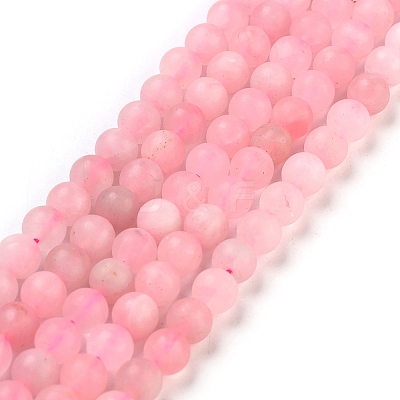 Frosted Natural Rose Quartz Bead Strands X-G-J120-30-6mm-1