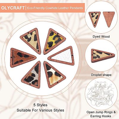 12Pcs 6 Style Eco-Friendly Cowhide Leather Pendants FIND-OC0001-92-1