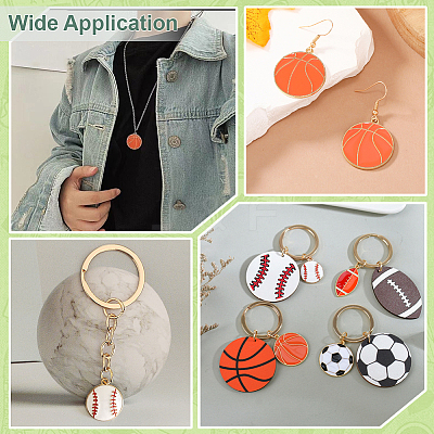 64Pcs 8 Styles Sports Goods Theme Alloy Enamel Pendants ENAM-ME0001-19-1