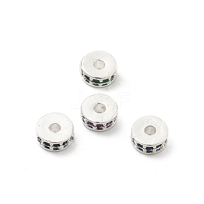 Brass Micro Pave Cubic Zirconia Beads KK-R216-14S-1