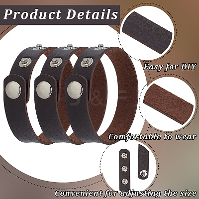 18Pcs PU Leather Snap Bracelets for Women Men BJEW-CY0001-13C-1