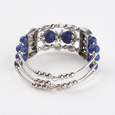Three Loops Tibetan Style Alloy Wrap Bracelets BJEW-JB03324-02-1
