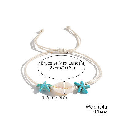 Natural Shell & Synthetic Turquoise Beads Braided Bead Bracelets for Women DN6877-9-1