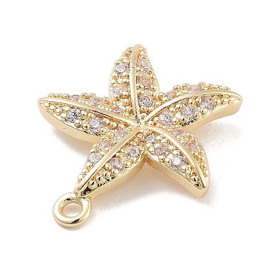 Brass Pave Clear Cubic Zirconia Pendants KK-Z061-09G-01-1