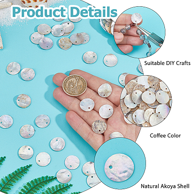 Natural Akoya Shell Disc Charms SHEL-WH0005-05A-1