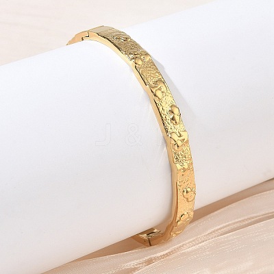 Textured 304 Stainless Steel Hinged Bangles for Women BJEW-Z178-04G-1