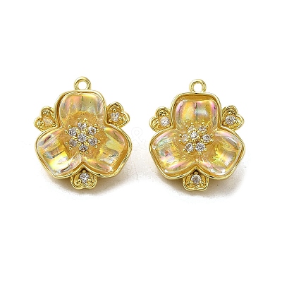 Brass Micro Pave Clear Cubic Zirconia Pendants FIND-C045-01G-1