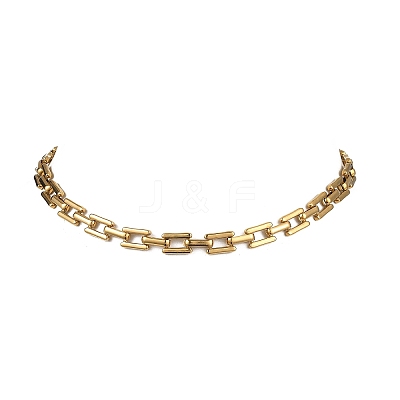 8MM 304 Stainless Steel Rectangle Link Chain Necklaces for Men Women NJEW-JN06084-1